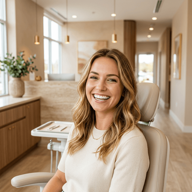 Paciente sorrindo na clínica Sorriso & Vida